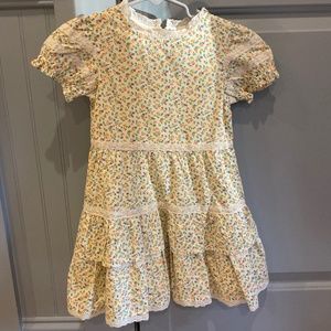 Mini Boden sweet corn yellow tiny rose print dress size 2-3T